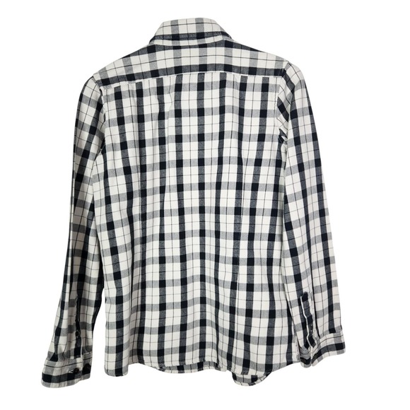 FILSON Alaskan Guide Shirt Womens Medium Cream Black Plaid Flannel Button Front - Picture 3 of 12